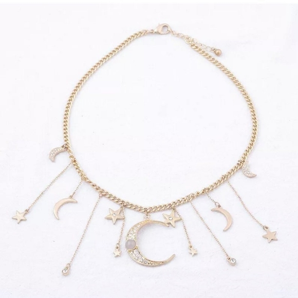 “Dreaming of Us” Diamond Gold Moon Star Necklace - Picture 8 of 12